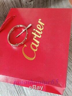Cartier18kwhitegold4diamondslovebraceletcertificateboxsize16
