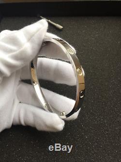 Cartier 18K White Gold LOVE Bangle Bracelet Size 17