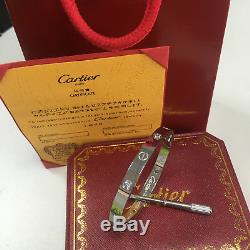 Cartier 18k White Gold Love Bracelet 4 Diamonds Size 18