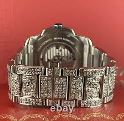 Cartier Calibre Men's Steel Watch 42mm Iced Out 20ct Genuine Diamonds Ref 3389