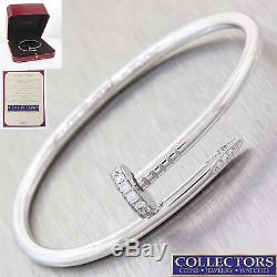 Cartier Juste un Clou 18k White Gold Diamond Nail Bangle Bracelet Size 17 BP E8