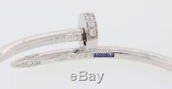 Cartier Juste un Clou 18k White Gold Diamond Nail Bangle Bracelet Size 17 BP E8