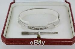 Cartier LOVE Bangle 18ct white gold size 20 immaculate with Box/tool/Cert/Bag