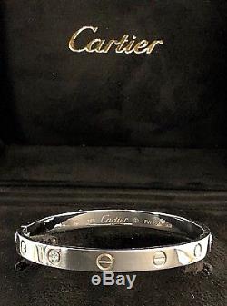Cartier LOVE Bracelet 18k White Gold Size 18 Bangle