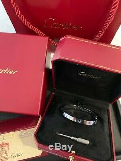 Cartier Love Bracelet 17 18k White Gold Box Certificate Tool Pristine B6035417