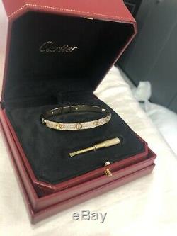 Cartier Love Bracelet. 18k Yellow Gold. Fully Iced Out