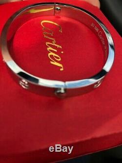 Cartier Love Bracelet 4 Diamonds White Gold Size 20