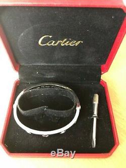 Cartier Love Bracelet 4 Diamonds White Gold Size 20