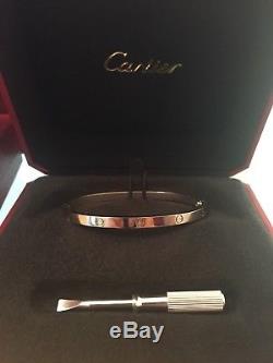 Cartier Love bangle bracelet white gold SM size 16 NEW