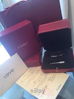 Cartier Love bangle bracelet white gold SM size 16 NEW