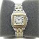 Cartier Panthere 1120 Small Two Row Ladies Quartz Wristwatch Watch SS K18 34890