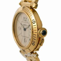 Cartier Pasha Vintage 820907 Mens Automatic Watch Off-White Dial 18K Gold 38mm