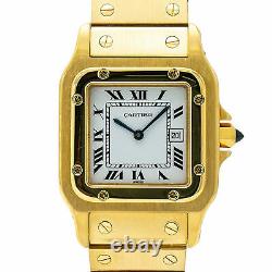 Cartier Santos 29MM Large Men's Automatic Watch 18K YG White Dial