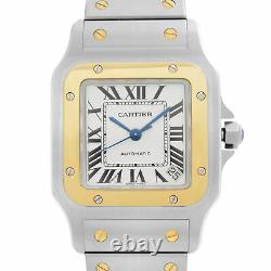 Cartier Santos Galbee 18k Yellow Gold Steel White Dial Mens Watch W20099C4