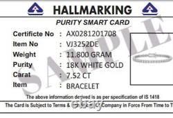 Certified 1Ct Natural Diamond 14Kt White Gold X & O Round Cut Tennis Bracelet