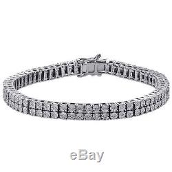 Certified White Diamond Bracelet Men's 2 Row Tennis Link Design 0.38Ct 14K Gold