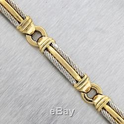 Chic Charriol Solid 18K 750 Yellow White Gold Fancy Cable Round Link Bracelet