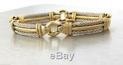 Chic Charriol Solid 18K 750 Yellow White Gold Fancy Cable Round Link Bracelet