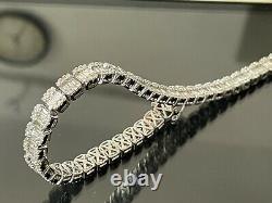 Christmas Special- 7.28Ct Round And Baguette Diamond Tennis Bracelet, white gold