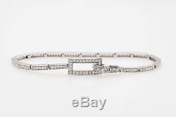 Contemporary $7000 RETRO ART DECO 3ct VS G Diamond 14k White Gold Bracelet