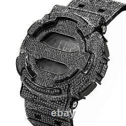 Custom Casio G-Shock GD -100 Black Gold Tone Simulated Diamonds Watch Band 8.5