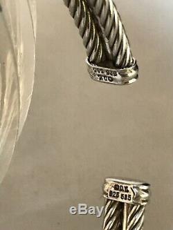 David Yurman Diamond 14k White Gold Sterling Silver Cuff Bracelet
