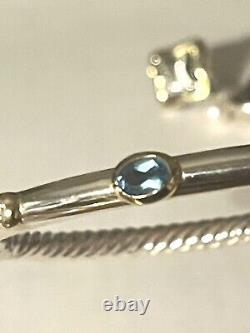 David Yurman Silver/Gold Bracelet blue topaz and diamonds