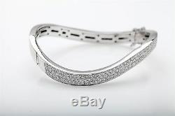 Designer $10,000 3ct VS F Diamond 18k White Gold Bangle Bracelet 38g MINT