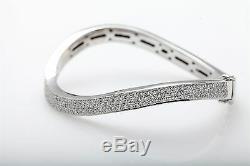 Designer $10,000 3ct VS F Diamond 18k White Gold Bangle Bracelet 38g MINT