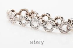 Designer $15,000 6ct Diamond 14k White Gold CIRCLE LINK Bracelet HEAVY 39g