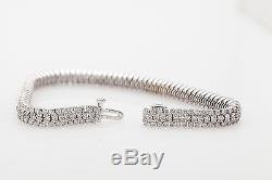 Designer $20,000 10ct Diamond 3 ROW 18k White Gold Tennis Bracelet 24g