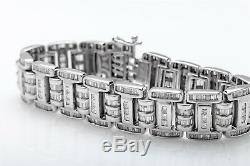 Designer $20,000 20ct Baguette Diamond 14k White Gold Fancy Link Bracelet 8 65g