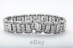 Designer $20,000 20ct Baguette Diamond 14k White Gold Fancy Link Bracelet 8 65g