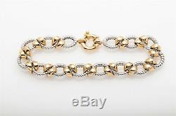 Designer $3000 18k Yellow White Gold FANCY LINK 9mm Bracelet