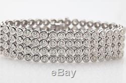 Designer $50,000 30ct BEZEL SET Diamond 14k White Gold RIBBON Bracelet 66g