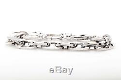 Designer $7000 18k White Gold FANCY CHAIN LINK Heavy Bracelet 20g 8.5