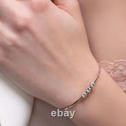 Diamond 2 Ct Round Cut Lab-Created Women's Bangle Bracelet 14K White Gold Plated