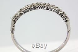Diamond Bangle Bracelet 5.64 Carats G, Round Brillant 18k White Gold 6.5 Wrist