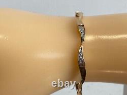 Diamond Bracelet 9ct Gold 375 Hallmarked 9ct 9k 9 Carat 7.5 inches