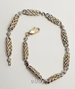 Diamond Celtic Line Bracelet 7.5 / 19cm 9ct Two Tones Gold
