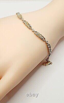 Diamond Celtic Line Bracelet 7.5 / 19cm 9ct Two Tones Gold
