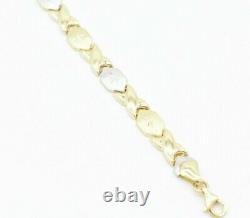 Diamond-Cut Hearts and Kisses Stampato Bracelet Real 10K Satin Yellow White Gold