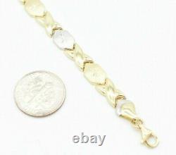 Diamond-Cut Hearts and Kisses Stampato Bracelet Real 10K Satin Yellow White Gold