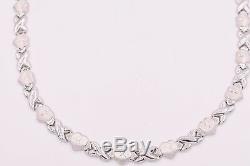 Diamond Cut Kisses & Hearts Bracelet Necklace Set 14K White Gold Clad Silver 925