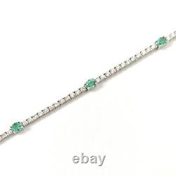 Diamond Emerald Tennis Bracelet 18ct White Gold Ladies Line 7 Inch Round Oval