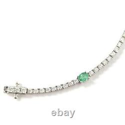 Diamond Emerald Tennis Bracelet 18ct White Gold Ladies Line 7 Inch Round Oval