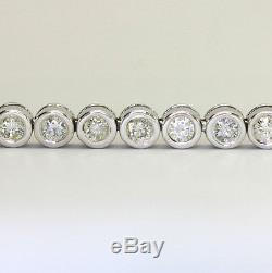 Diamond tennis bracelet 14K white gold bezel round brilliant 6.30CT 8 1/4 27.1G