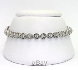 Diamond tennis halo bracelet white gold G color 416 round brilliant 1.65CT 11.5G