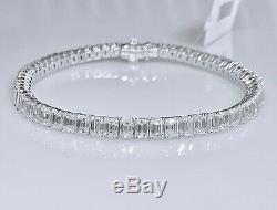 Emerald Cut Diamond Tennis Bracelet 11.50 TCW 18K White Gold VVS E