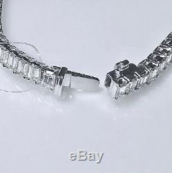 Emerald Cut Diamond Tennis Bracelet 11.50 TCW 18K White Gold VVS E